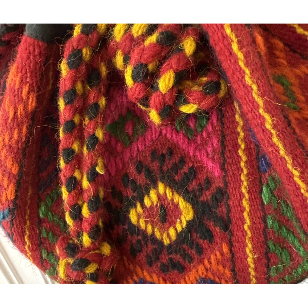 Vintage Cretan Crete Wool Woven Traditional Vourgia Tagari Drawstring Bag 14x17 - Picture 2 of 5